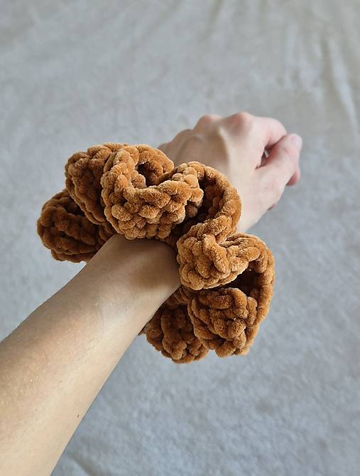 Scrunchie gumičky do vlasov - neutrálne (Meď/Bronz)