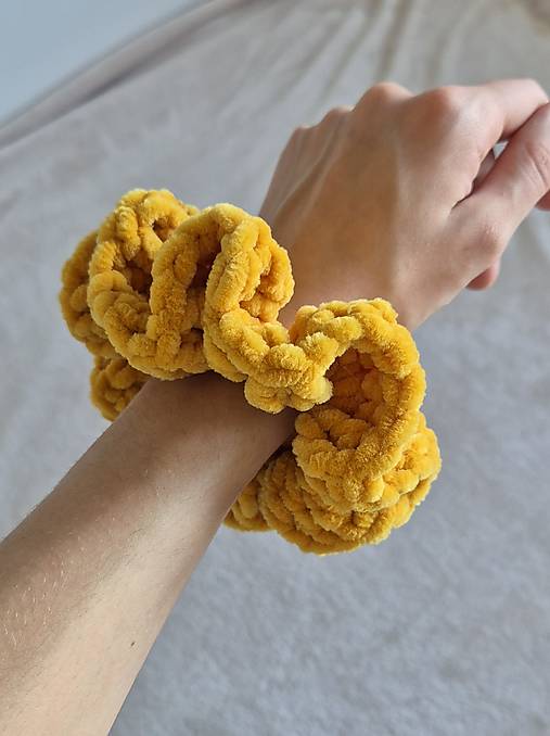 Scrunchie gumičky do vlasov - neutrálne (Žltá)