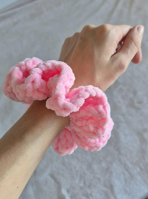 Scrunchie gumičky do vlasov - farebné (Ružová)