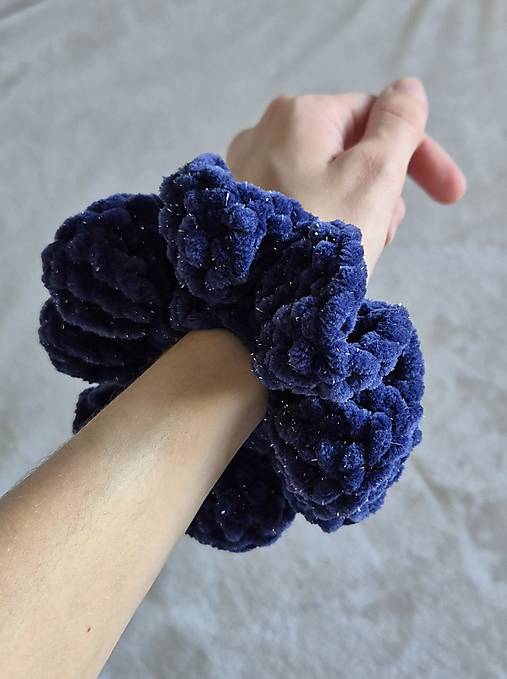 Scrunchie gumičky do vlasov - trblietavé (Modrá)