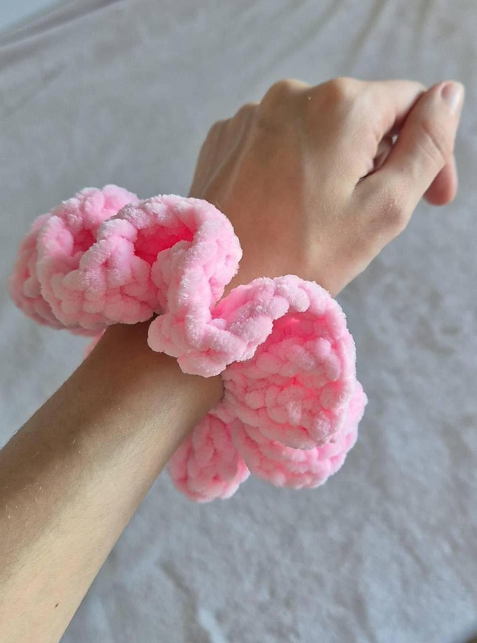 Scrunchie gumičky do vlasov - farebné (Ružová)