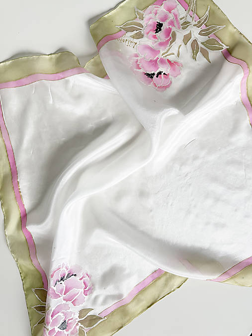 Maľovaná hodvábna šatka Pastelle Peony