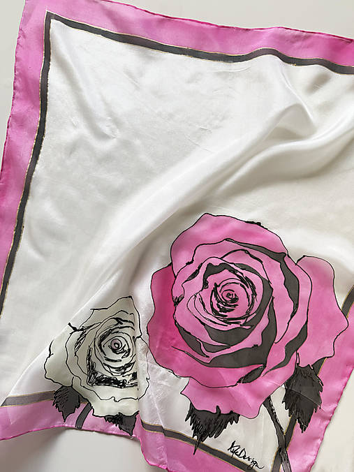 Maľovaná hodvábna šatka Simple Rose