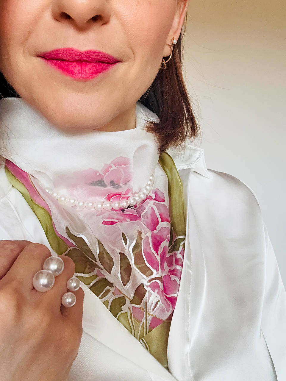 Maľovaná hodvábna šatka Pastelle Peony