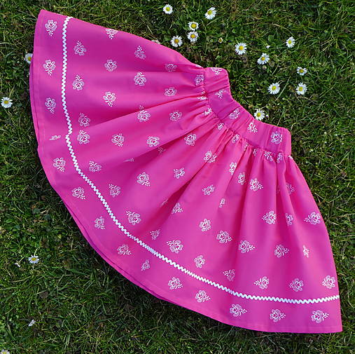 Detské oblečenie - Sukienka Folk ružová s vlnovkou 98 / 104 - 17390309_