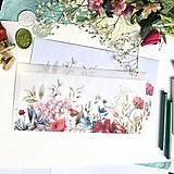 Papiernictvo - darčeková / gratulačná / svadobná obálka DL Farebné kvety - 17387889_