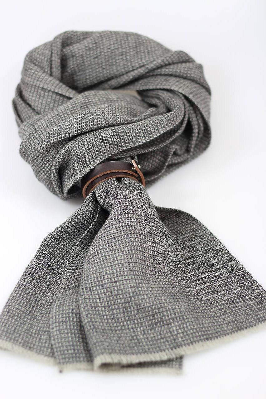 Pánsky šedočierny elegantný ľanovo vlnený šál "Marcel"