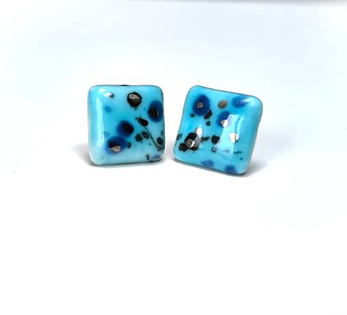 Náušnice - Náušnice - porcelánové štvorčeky - 17387944_