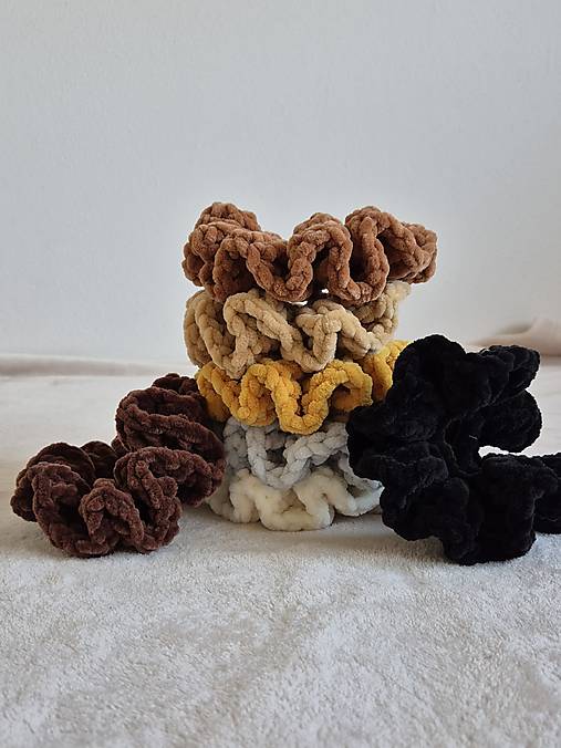 Scrunchie gumičky do vlasov - neutrálne (Hnedá)