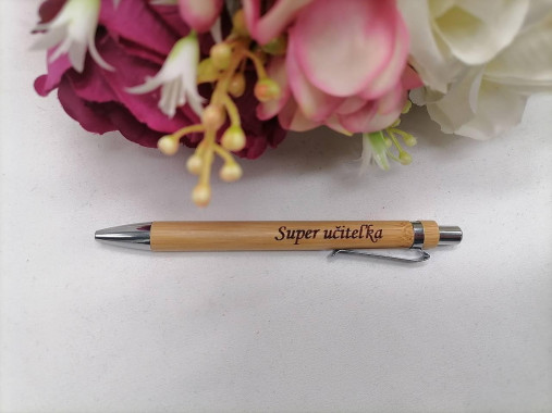 Nástroje - Bambusové pero s textom Super učiteľka  - 17391716_
