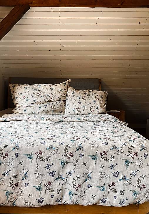 Úžitkový textil - Lněné povlečení ,,V zahradě" - 17392763_