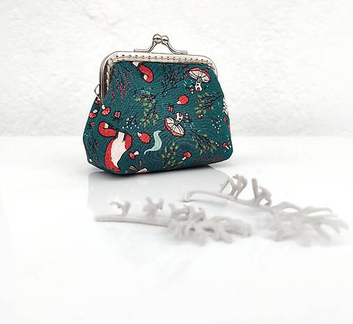 Peňaženky - Peňaženka mini "s bruškom" Líšky a muchotrávky - 17390592_