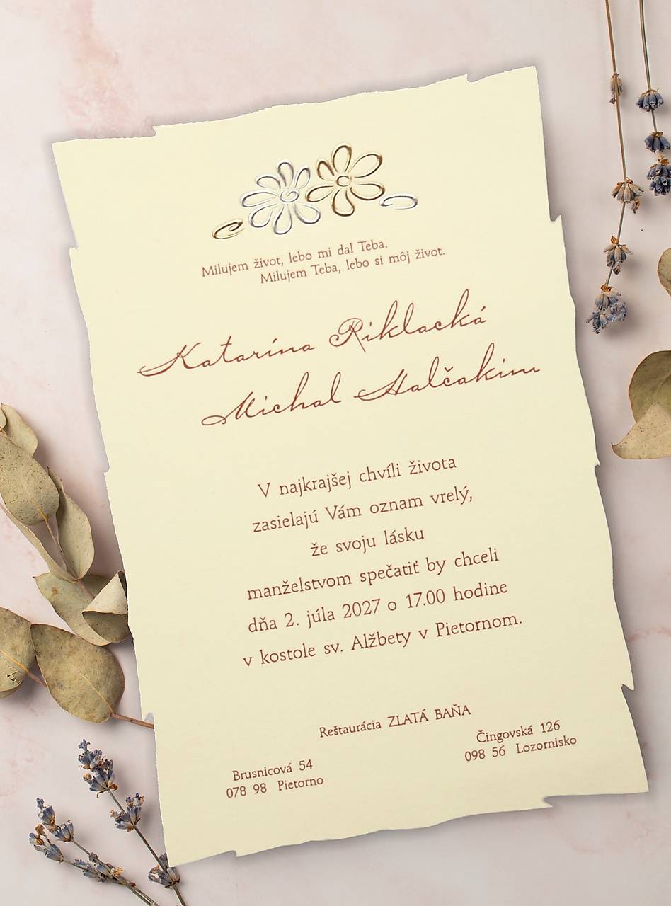 Svadobné oznámenia A5006