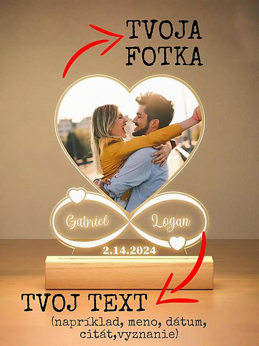 Obrazy - 🌟 Personalizovaná LED lampa s vlastnou fotkou a venovaním! 🎁 - 17390550_
