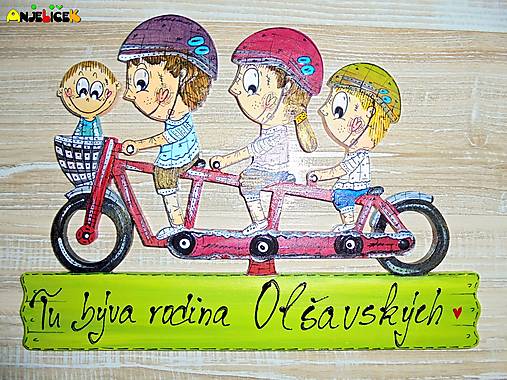 Tabuľky - Menovka - rodinka na bicykli - 17395113_
