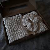 Úžitkový textil - Set turban, uterák, žinka a gumička - 17394184_