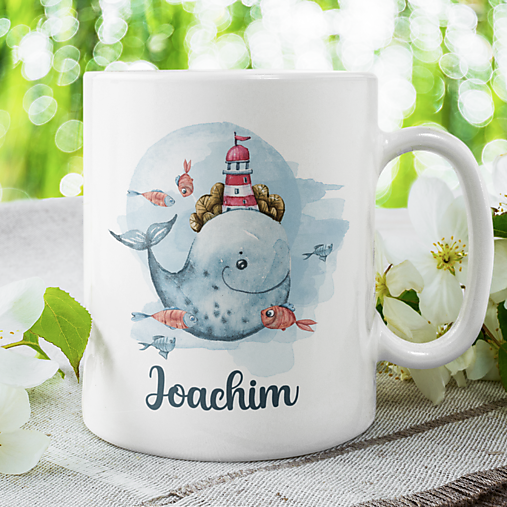 Nádoby - VEĽRYBA  keramický hrnček s ľubovoľným menom - 17394537_