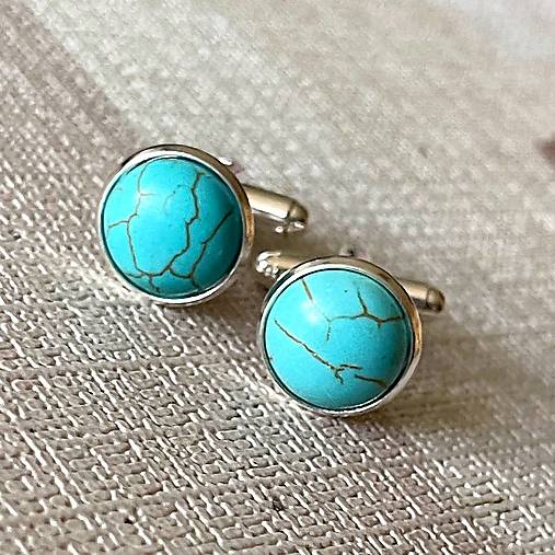 ZĽAVA 10% Tyrkenite Cufflinks / Manžetové gombíky s tyrkenitom E060