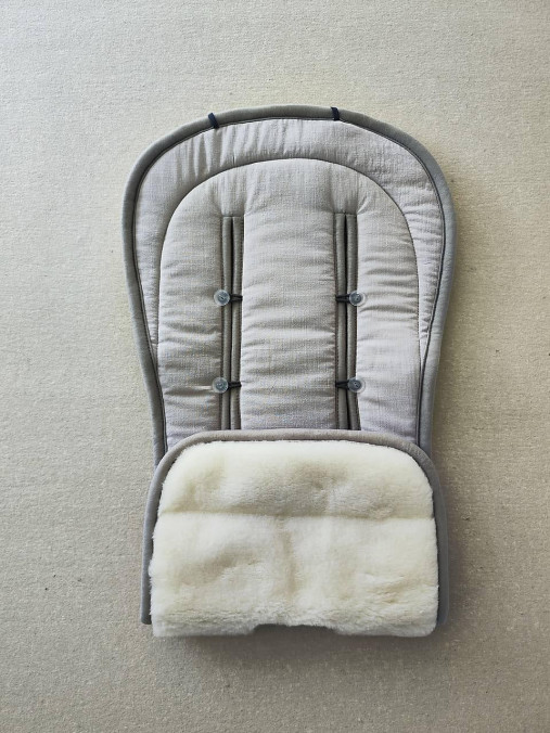Detský textil - Podložka do kočíka CYBEX Talos S Lux proti poteniu 100 % merino top super wash Natural  Ľan šedý - 17396692_