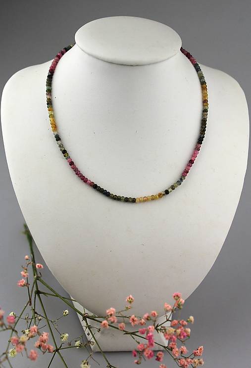 Náhrdelníky - turmalínový náhrdelník, zapínanie striebro - 17396194_