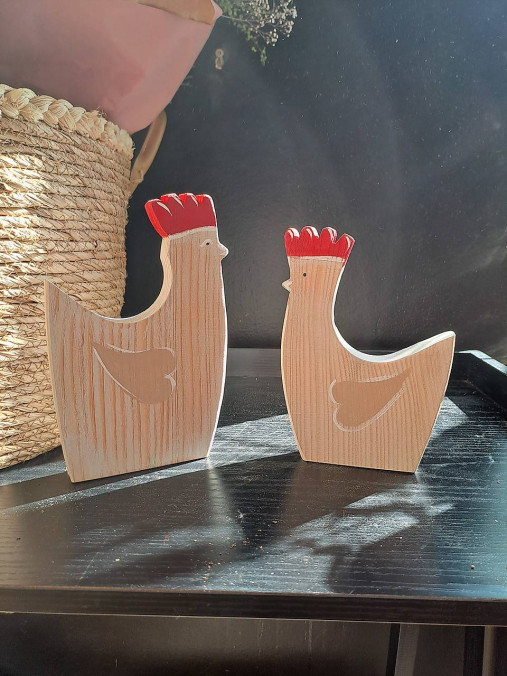 Dekorácie - Drevené sliepočky 2ks - 17397569_