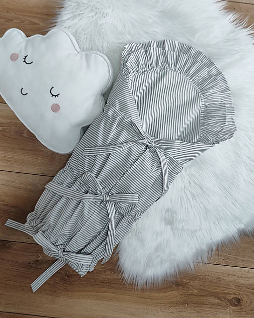Detský textil - Krásna sivá pruhovaná zavinovačka - VP1 - 17397060_
