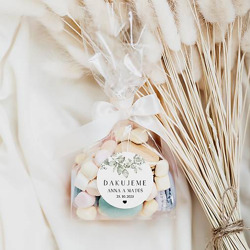 Úložné priestory & Organizácia - Etikety na fľaše, zákusky Greenery  (Etikety kruh s priemerom 6 cm) - 17399398_