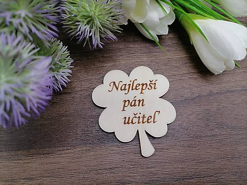Magnetky - Štvorlístok - magnetka najlepší pán učiteľ - 17398524_