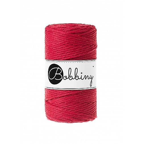 Galantéria - Bobbiny Macrame šnúrka - točená - pr. 3mm - Classic Red - 100 m (MS-E078) - 17401635_