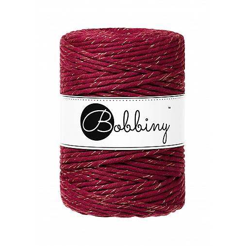 Galantéria - Bobbiny Macrame šnúrka - točená - pr. 5 mm - Golden Wine Red - 100 m (MX-E089) - 17401928_