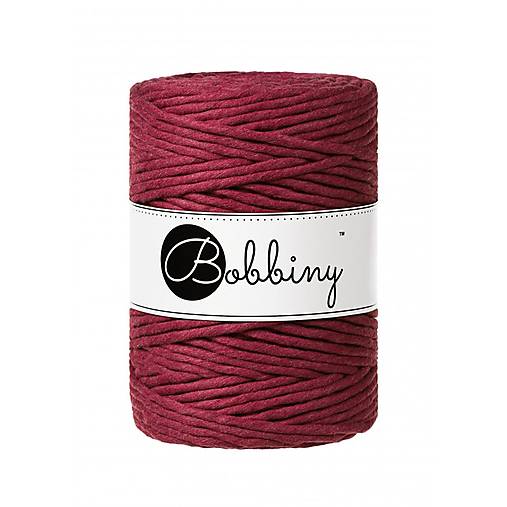Galantéria - Bobbiny Macrame šnúrka - točená - pr. 5 mm - Wine Red - 100 m (MX-E092) - 17401959_