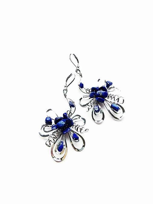 Náušnice - Náušnice NS2 "Květy" lapis lazuli - 17401584_