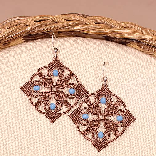Náušnice - Makramé náušnice „Boho štvorec“ (Boho kolekcia) - 17402229_