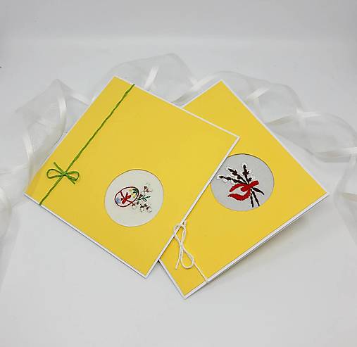 Papiernictvo - Jemné veľkonočné variácie - vyšívaný pozdrav - 17401774_