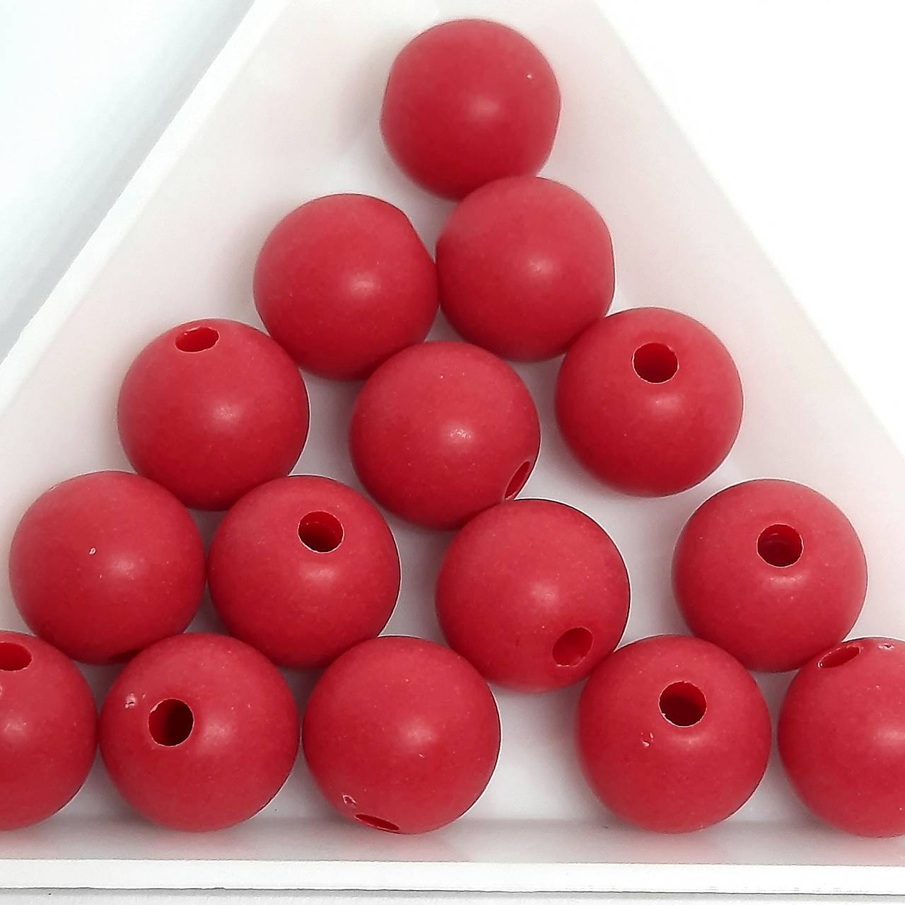 Plastové matné korálky 10mm-10ks (červená)