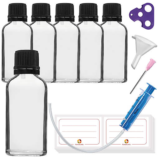 Obalový materiál - 6ks - 30 ml fľašky z čírého skla s kvapkadlom - 17403513_