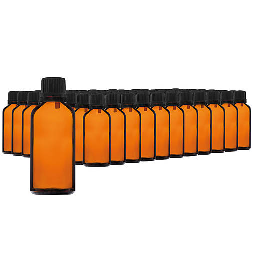 Obalový materiál - 105ks - 50 ml fľašky z hnedého skla s kvapkadlom - 17403621_