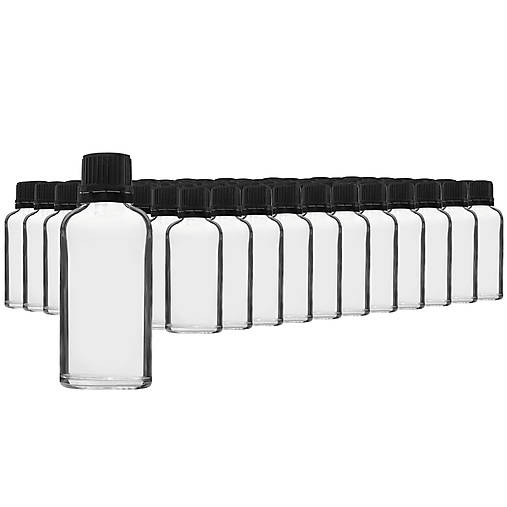 Obalový materiál - 99ks - 50 ml fľašky z číreho skla s kvapkadlom - 17403694_