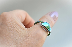 Prstene - Prsteň obojstranný strieborno zelený - 17404559_