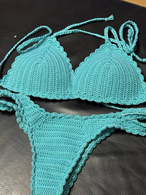 Plavky - Hackovane plavky handmade - 17405388_