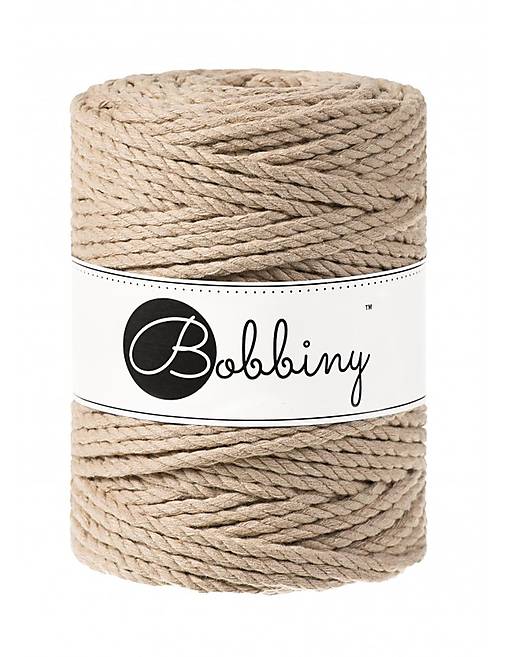Galantéria - Bavlnené lano - Bobbiny - pr. 5 mm - Sand - 100 m (TX-E015) - 17408330_