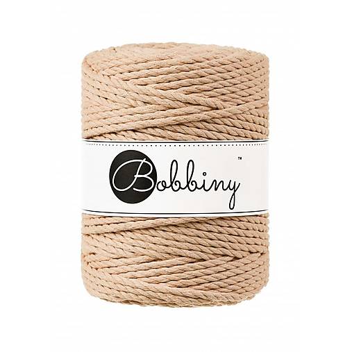 Galantéria - Bavlnené lano - Bobbiny - pr. 5 mm - Biscuit - 100 m (TX-E059) - 17408351_