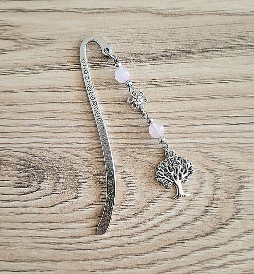 Papiernictvo - Záložka do knihy strom s minerálom (Ruženín) - 17407993_