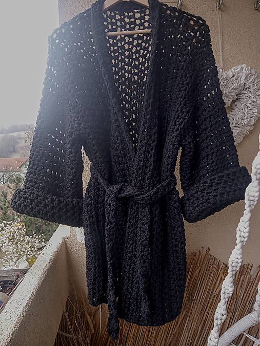 Svetre a kardigány - TAJOMNÁ háčkované bavlnené KIMONO - 17405697_