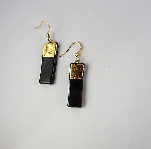 Náušnice - TANA hand made jewellery - keramika/zlato - 17407449_