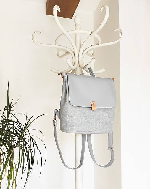Batohy - Vanessa backpack šedá s tkanou látkou - 17406854_