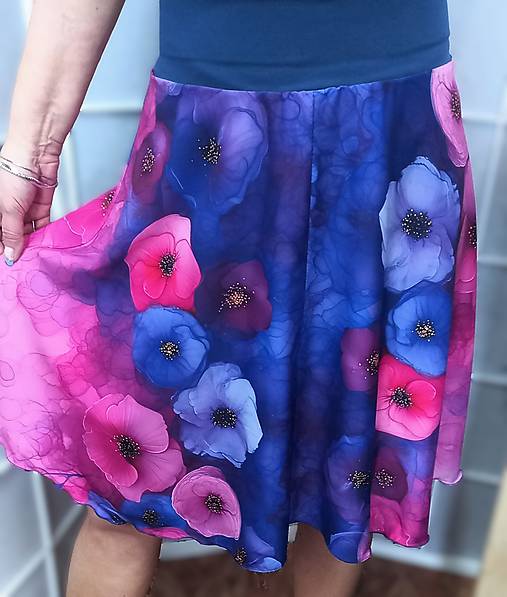 Sukne - Půlkolová sukně - macešky, velikost XXL ~ VÝPRODEJ ~ - 17408365_