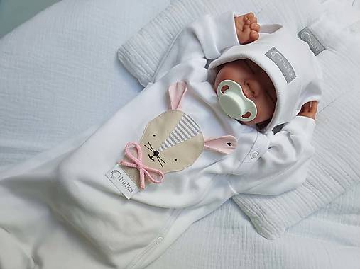 Detský textil - Spací vak pre bábätko so zajkom (Ružová) - 17405724_