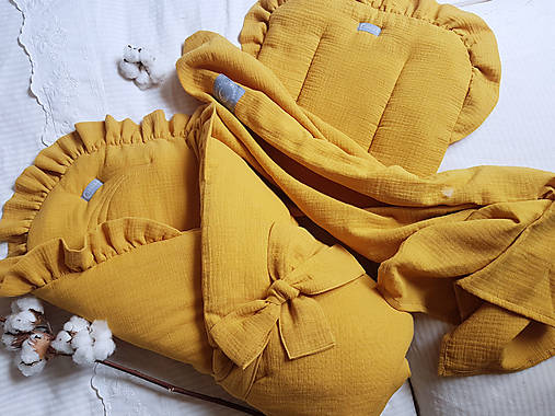 Detský textil - Mušelínová perinka (Horčicová) - 17405998_