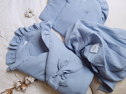 Detský textil - Mušelínová perinka (Modrá) - 17406016_